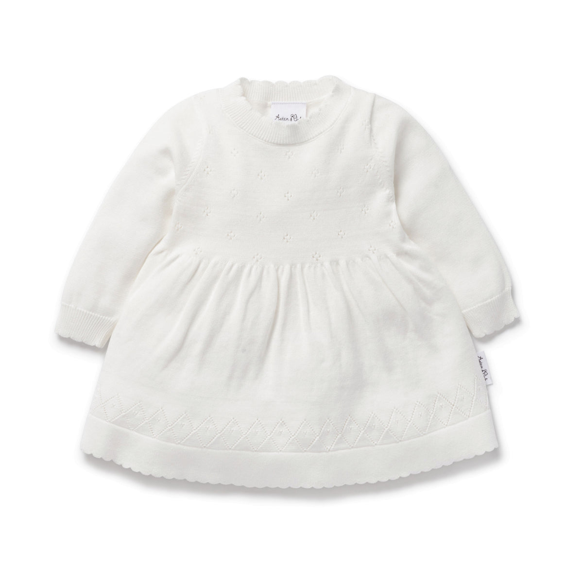 Ivory Pointelle Knit Dress