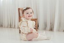 Load image into Gallery viewer, Beige Plaid Bubble Romper 1YR