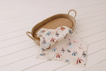 Load image into Gallery viewer, Circus Bunnies | Organic Muslin Swaddle