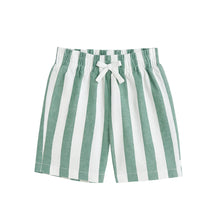 Load image into Gallery viewer, Classic Green Stripe Linen Shorts