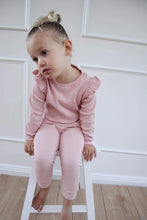 Load image into Gallery viewer, Powder Pink Frill Ribbed Two Piece Set