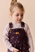 Load image into Gallery viewer, Blair Cord Overall - Cherry Love Plum Embroidery SIZE 6-12M