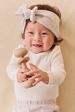 Load image into Gallery viewer, Organic Cotton Fine Rib Long Sleeve Bodysuit - Parchment SIZE 6-12M and 1YR