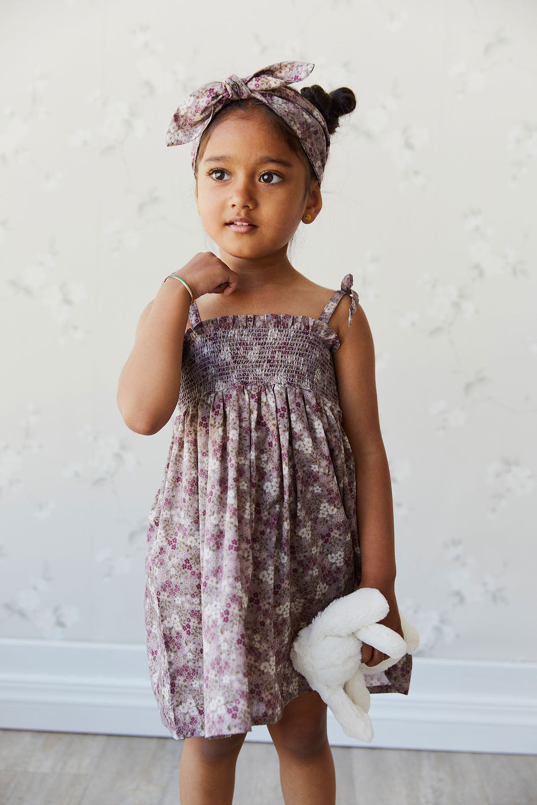 Organic Cotton Eveleigh Dress | Pansy Floral Fawn SIZE 6-12M, 1YR, 3YR and 4YR
