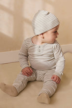 Load image into Gallery viewer, Organic Cotton Modal Long Sleeve Bodysuit - Narrow Stripe Moss/Cloud
