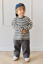 Load image into Gallery viewer, Organic Cotton Waffle Leith Long Sleeve Top - Oliver Stripe Atlantic/Cloud