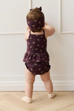 Load image into Gallery viewer, Organic Cotton Fine Rib Frill Bloomer - Simone Huckleberry