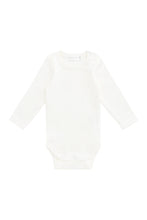Load image into Gallery viewer, Organic Cotton Fine Rib Long Sleeve Bodysuit - Parchment SIZE 6-12M and 1YR