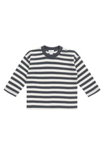 Load image into Gallery viewer, Organic Cotton Waffle Leith Long Sleeve Top - Oliver Stripe Atlantic/Cloud