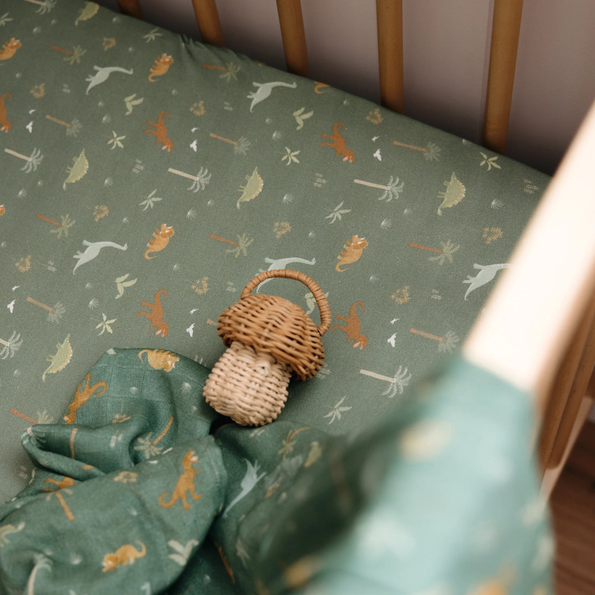 Dinos Organic Fitted Cot Sheet