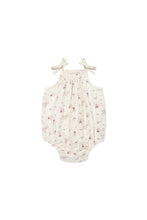Load image into Gallery viewer, Organic Cotton Cassie Playsuit | Sweet William Floral Natural SIZE 3-6M and 6-12M