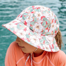 Load image into Gallery viewer, Ponytail Swim Bucket Beach Hat - Hibiscus