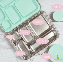 Load image into Gallery viewer, 5 Compartment Leakproof Stainless Steel Lunch Box | Mint Seal and Lids