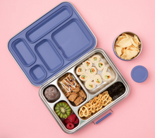 Load image into Gallery viewer, 5 Compartment Leakproof Stainless Steel Lunch Box | Indigo Seal and Lids