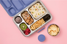 Load image into Gallery viewer, 5 Compartment Leakproof Stainless Steel Lunch Box | Indigo Seal and Lids