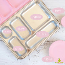 Load image into Gallery viewer, 5 Compartment Leakproof Stainless Steel Lunch Box | Pink Seal and Lids