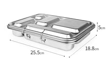 Load image into Gallery viewer, 5 Compartment Leakproof Stainless Steel Lunch Box | Pink Seal and Lids