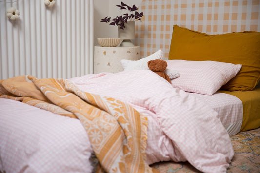 Blush Gingham Waterproof Doona Cover