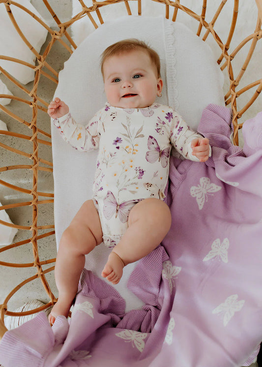 Lilac Butterflies LS Bodysuit