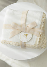 Load image into Gallery viewer, Muslin Blanket with Lace Trim