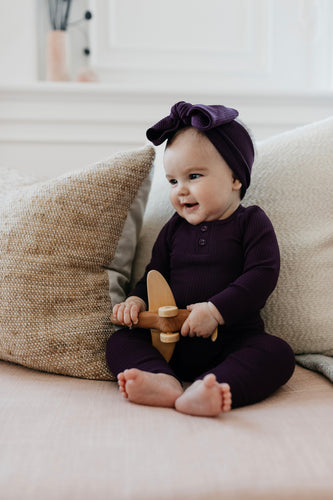 Organic Cotton Modal Long Sleeve Bodysuit - Fig SIZE NB