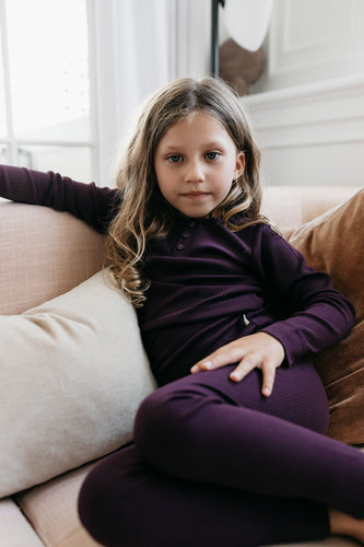 Organic Cotton Modal Elastane Legging - Fig SIZE NB and 8YR