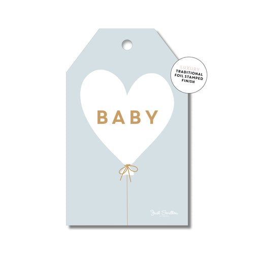 Baby Heart Balloon BLUE | Gift Tag