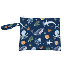 Load image into Gallery viewer, Ocean Friends/Mustard Stripe Wet Bag Duo
