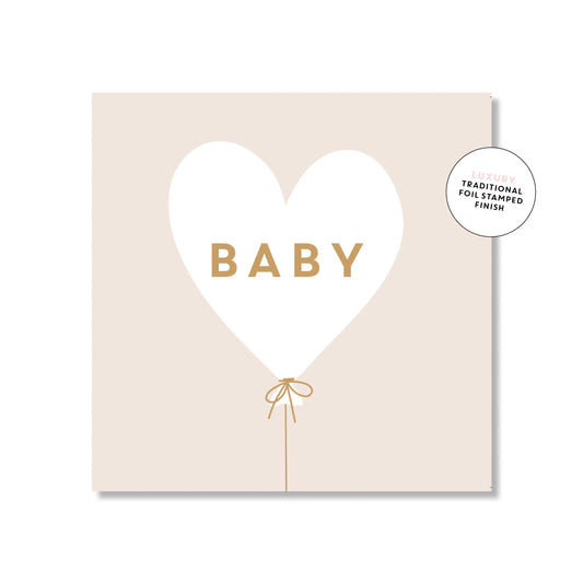 Beige Baby Heart Balloon | Mini Card