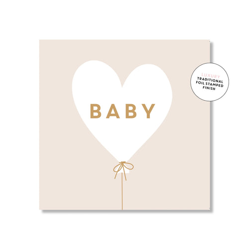 Beige Baby Heart Balloon | Mini Card