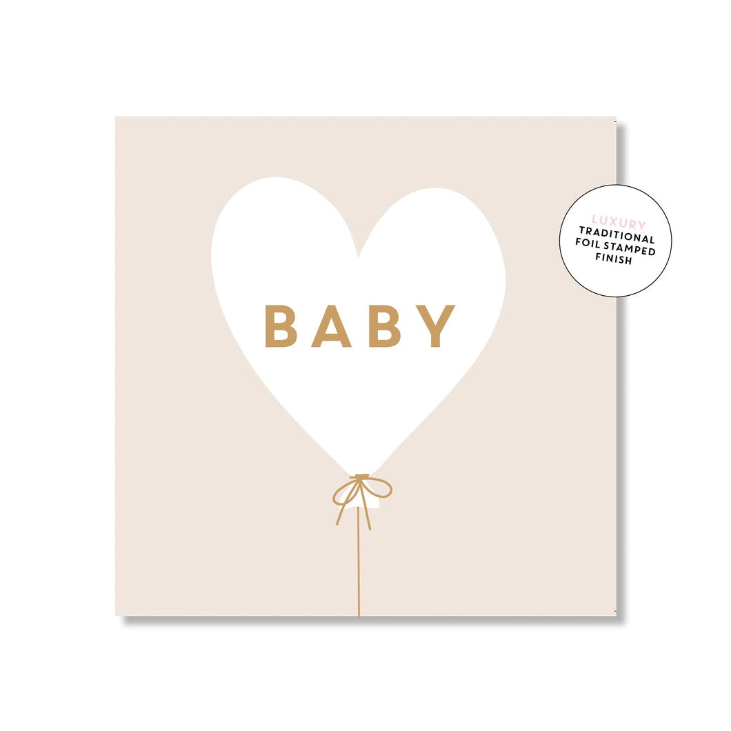 Beige Baby Heart Balloon | Mini Card