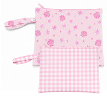 Load image into Gallery viewer, Stardust Shells/Pink Gingham Wet Bag Duo