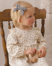Load image into Gallery viewer, Blue Ditsy Long Sleeve Ruffle V Dress