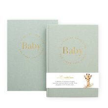 Load image into Gallery viewer, Sage Green Linen Baby Memory Book with Keepsake Box