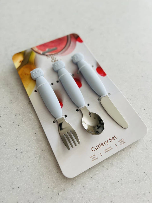 Mini & Me Metal Cutlery Set Ice Blue