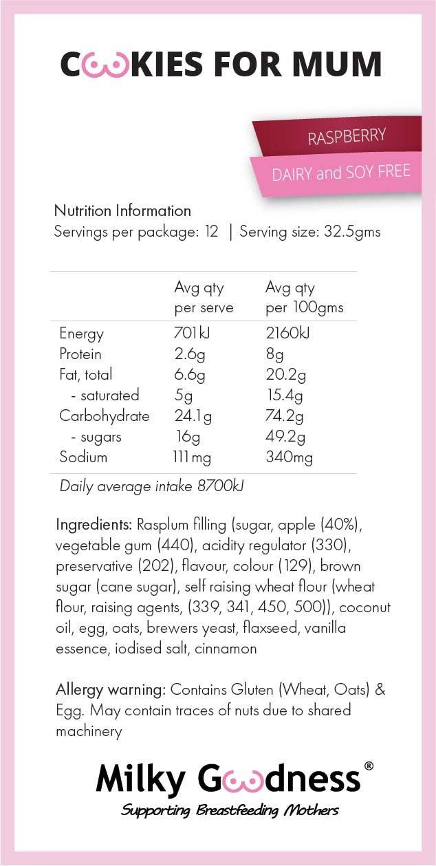 Raspberry Lactation Cookies (Dairy and Soy Free)