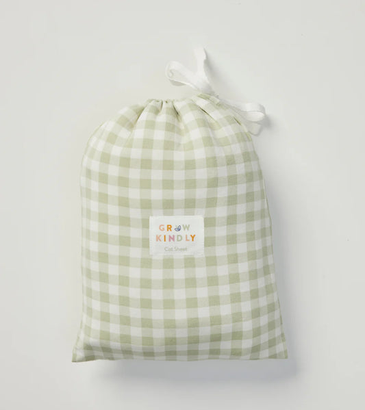 0.2TOG Fitted Cot Sheet | Gumleaf Gingham