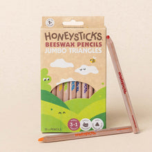 Load image into Gallery viewer, Honeysticks 3-in-1 Beeswax Pencils Jumbo Triangles 10pk