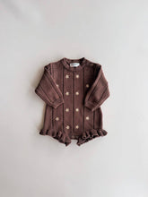 Load image into Gallery viewer, Embroidered Pointelle Romper | Brown Daisy