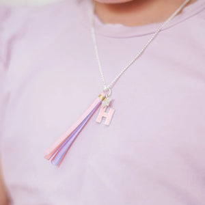 Pink Glitter Initial Necklace