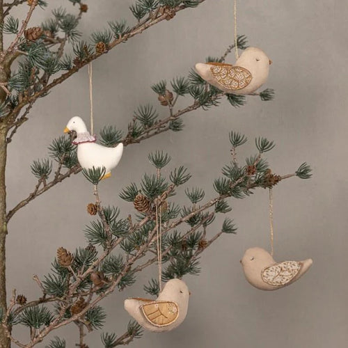 Maileg Bird Ornament Winter Heart Sand