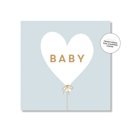 Blue Baby Heart Balloon | Mini Card