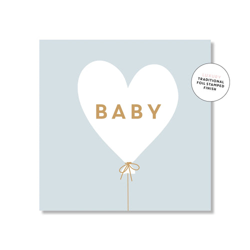 Blue Baby Heart Balloon | Mini Card