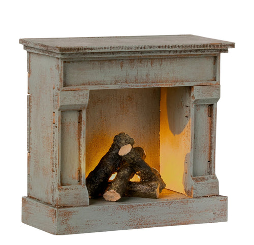 Miniature Fireplace Vintage Blue