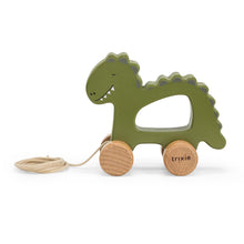 Load image into Gallery viewer, Mr Dino Wooden Pull Along Toy