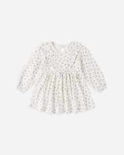 Load image into Gallery viewer, Blue Ditsy Long Sleeve Ruffle V Dress