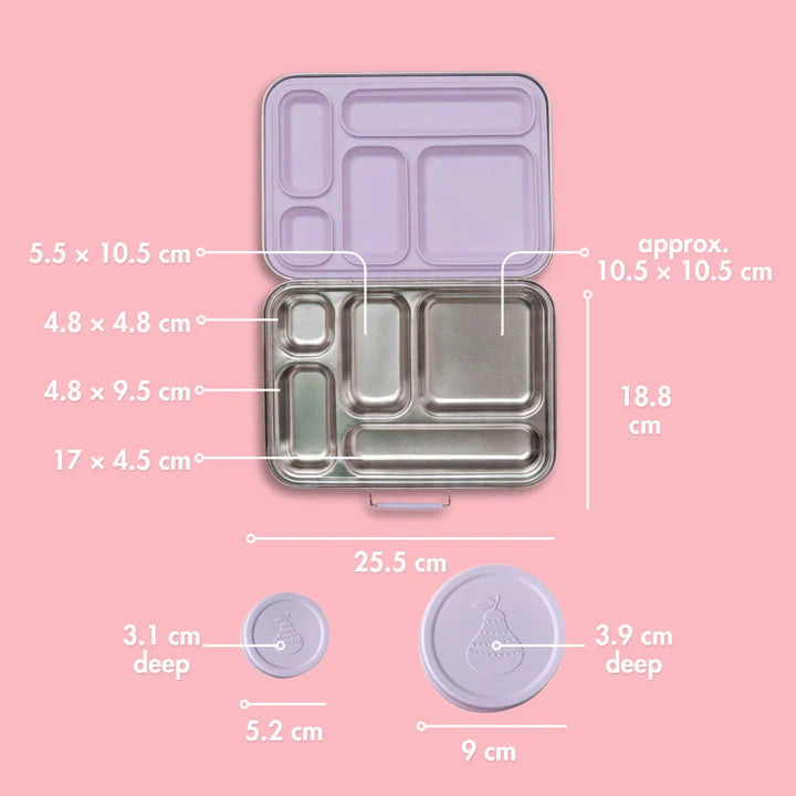 5 Compartment Leakproof Stainless Steel Lunch Box | Soft Lilac