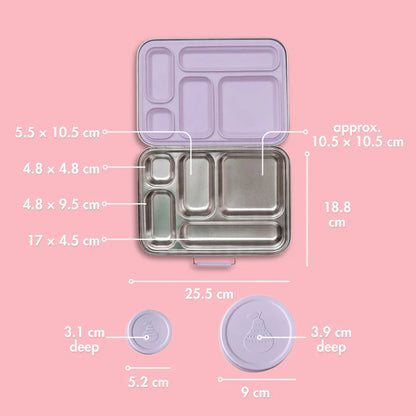 5 Compartment Leakproof Stainless Steel Lunch Box | Soft Lilac