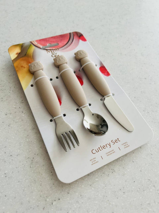 Mini & Me Metal Cutlery Set Almond