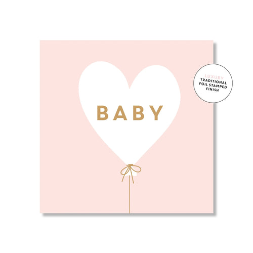 Pink Baby Heart Balloon | Mini Card